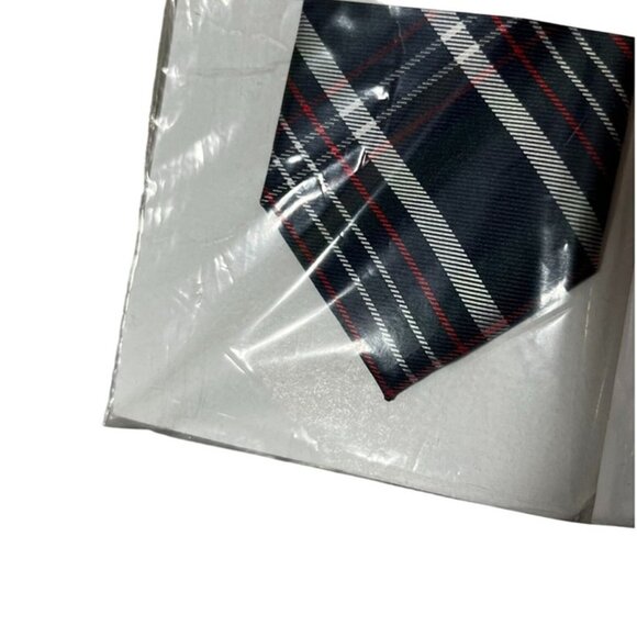 Kohls clip on tie boys blue green red plaid - Picture 2 of 6